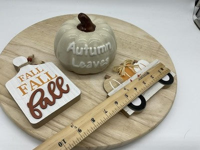Thanksgiving Autumn Centerpiece Set Of 3 Ceramic Pumpkin Wood Signs Multicolor