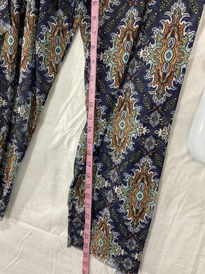 Bikini Set Womens 1XL Blue Paisley 3 Piece High Waist Sheer Ruffle Pants Swim