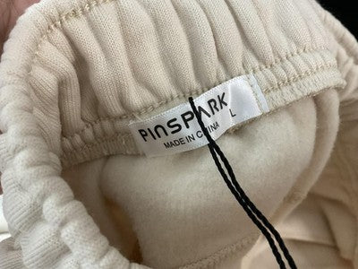 PINSPARK Pants Womens L Beige Fleece Lined Sweatpants Jogger Drawstring Pockets