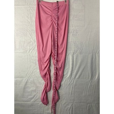 Stacked Leggings Womens L Pink Ribbed Ruched High Waist Streetwear
