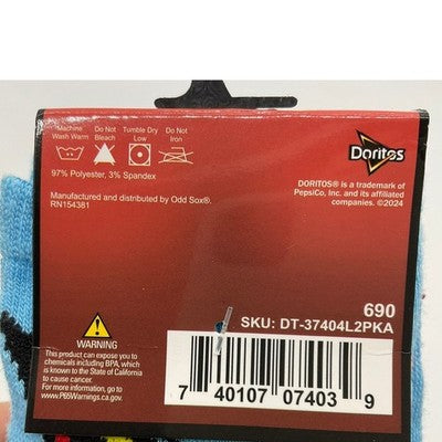 Doritos Ankle Socks Unisex OSFM Red Blue 2-Pack Nacho Cheese Cool Ranch Novelty