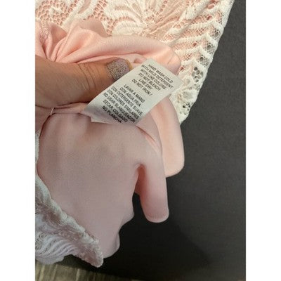 Sandra Darren 10 Blush Lace Dress Sleeveless Fit & Flare Floral V-Neck Lined