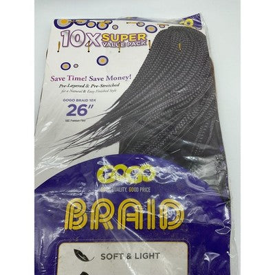 GOGO Braid 10X 26" Pre Stretched Hair Color 30 Super Value Pack Easy Braiding