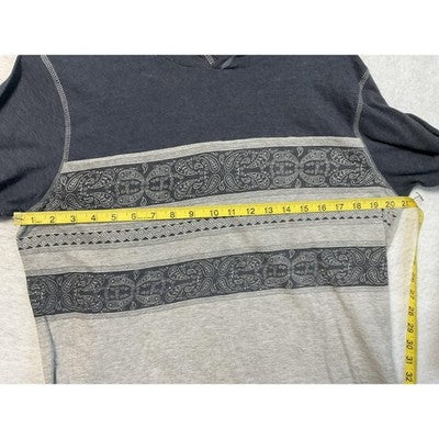 Overdrive Hoodie Mens Extra Large Gray Black Paisley Stripe Lightweight Pullover
