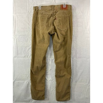 Levi's 511 Slim Fit Pants Mens 32x32 Tan Corduroy 04511-1063 Distressed Khakis