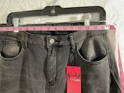 EMMIOL Jeans Womens 31 Gray High Rise Wide Leg Fleece Lined Denim Pants Winter