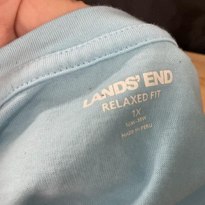 Lands' End Shirt Womens 1X Blue Jason Voorhees Camp Crystal Lake Long Sleeve