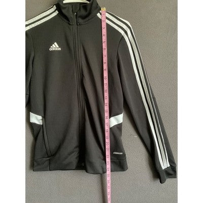 Adidas Women's Black XS Full Zip Track Jacket 3 Stripes Logo Lightweight Sporty