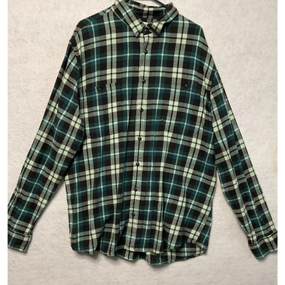 Sonoma Goods For Life Shirt Mens 3XLT Teal Plaid Flannel Button Down Long Sleeve