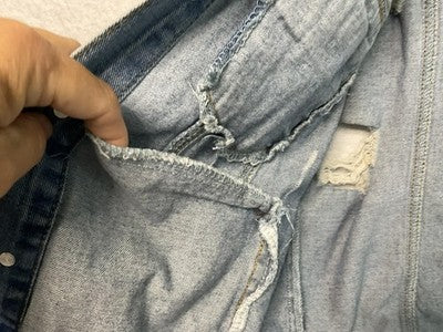 Almost Famous Vest Womens Large Blue Distressed Denim Button Front Sleeveless