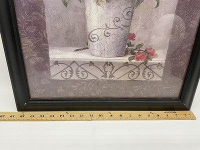 VTG Vivian Flasch Pink White Floral Bouquet Framed Art Print 24x20 Wall Decor