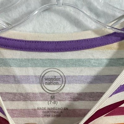 Wonder Nation Long Sleeve Tee Kids M 7-8 Multi Color Striped Tough Tee NEW