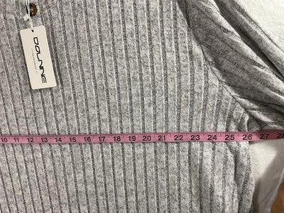 DOLANE Shirt Womens 4XL Gray Ribbed Knit Striped Long Sleeve Plus Size Top