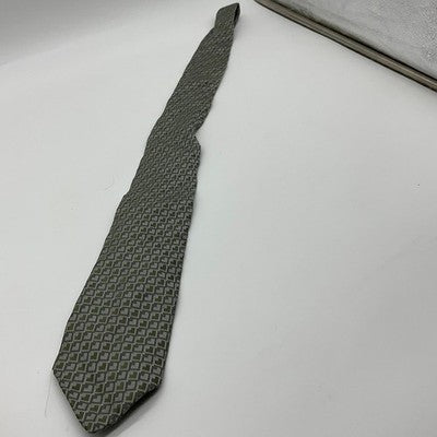 Stafford Necktie Mens Olive Green Grey Geometric Silk Classic Formal Accessory