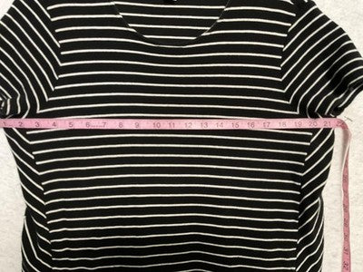 J. Jill Dress Womens Petite Large Black White Stripe T-Shirt Shift Pockets
