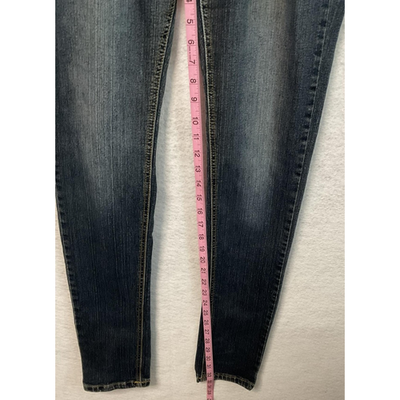 Rocawear Jeans Womens 11 Blue Skinny Mid Rise Embroidered Back Pocket Denim