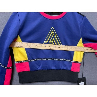Black Pyramid Colorblock Cropped Pullover Sweatshirt Womens XS NTW Retail $68
