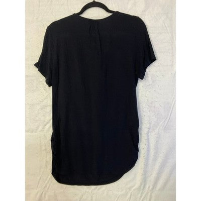 Ekouaer Maternity Top Women Large Black Ruched Side Pleated Scoop Neck Tunic