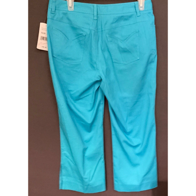 ECI New York Blue Crop Pants Size 6 Split Hem Women’s $58 NWT Split Hem Detail