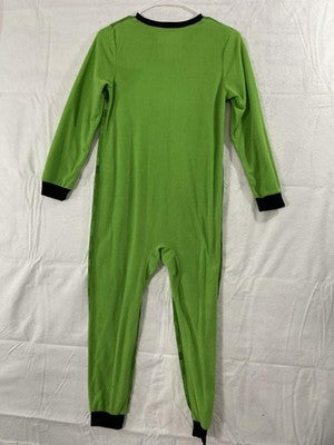 Minecraft One Piece Pajamas Boys 10/12 Green Creeper Fleece Zip Sleepwear