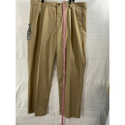 St. John's Bay Chino Pants Mens 40x32 Khaki New Pleated Worry Free Chino