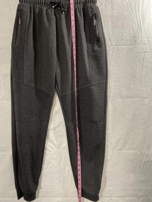 Pants Mens XL Gray Fleece Joggers Sweatpants Zip Pockets Drawstring Cuffed Moto