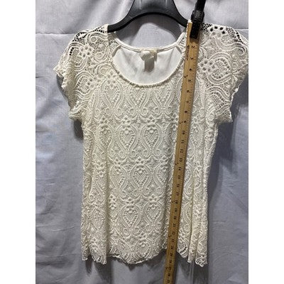 Vintage Brittney Black Medium Off-White Boho Short Sleeve Top, 90's Flare