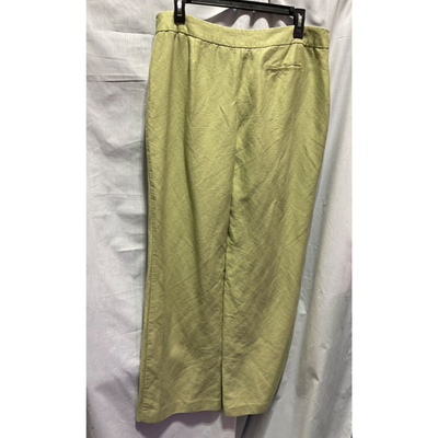 Emma James Dress Pants Size 14 Wide Leg Light Green Linen Blend Small Hem Flaw