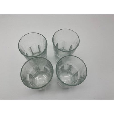 VTG Set of 4 Glass Tumblers Cold Beverages 4 in Tall Cuia Stamp Retro Drinkware