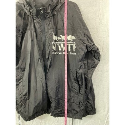 NWTF Windbreaker Jacket Mens XL Black Turkey Hunting Conservation Graphic