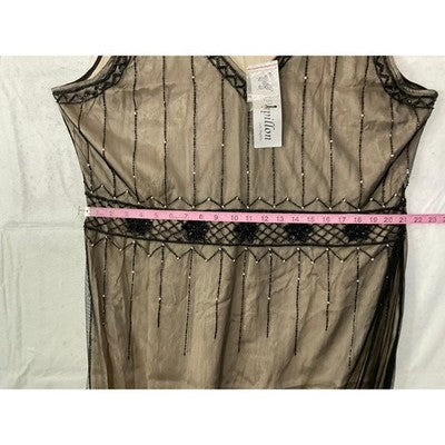 Papillon Los Angeles Flapper Dress Women 3X Black Beaded Art Deco Gatsby New