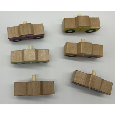 Set of 6 Wooden Truck Pulls Kids Nursery Puzzle Pieces