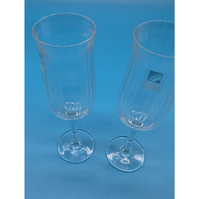 2 Ribbed Crystal Luigi Bormioli Champagne Flutes/Glasses W/stickers