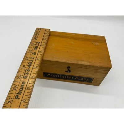 Mississippi Glass Wooden Storage Box 8"x5"4" Tan Industrial Vintage Crate