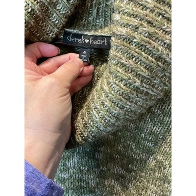 Derek Heart Women’s Sweater MED Green Cowl Neck Long Sleeve Acrylic Knit