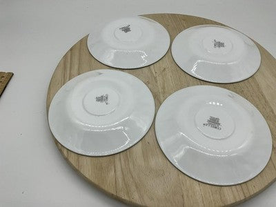 Corelle White Glass Saucers Set Of 4 Green Rim Round USA Kitchen Tableware