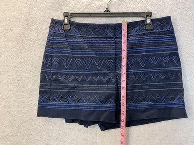 White House Black Market Shorts Womens 8 Blue Jacquard Geometric Chino Dressy