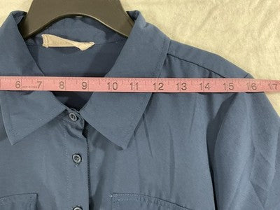 Lucky Brand Dress Womens Large Blue Shirt Midi Button Front Belted Tiered