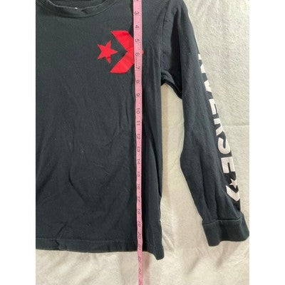 Converse Long Sleeve T-Shirt Boys Youth Medium Black Excellent Graphic Logo