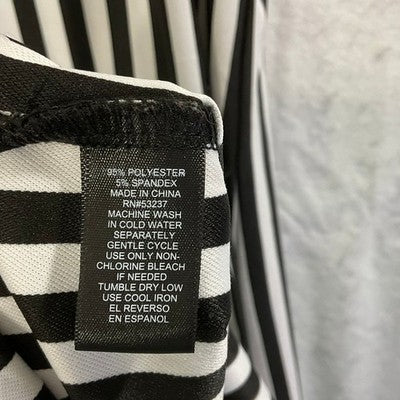 Mlle Gabrielle Shirt Dress Women Large Black White Striped Button Tie Waist Mini