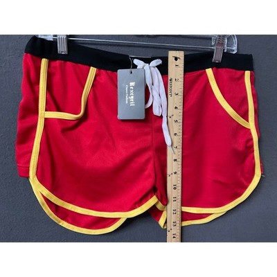 Bexxgirl Women's Red Athletic Shorts XXL Yellow Trim NWT