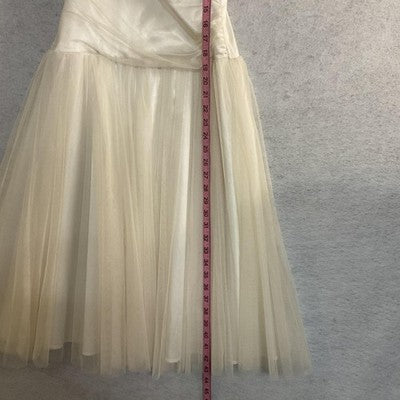 Tulle Dress Womens Large White Wrap V Neck Spaghetti Strap Fit Flare Midi