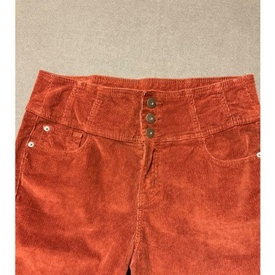 No Boundaries Pant Womens 17 High Rise Sculpting Corduroy Rust Color