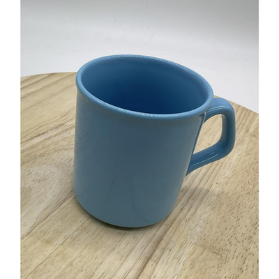 Blue Ceramic Coffee Mug Made in England Peach Graphic Cup Retro Kitchenware VTG