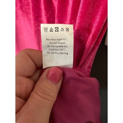 Allegra K Women’s Pink Velvet A-Line Dress With White Collar Size S Retro