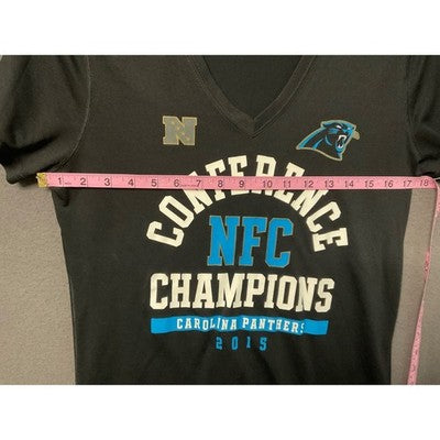 Nike Dri-Fit Panthers NFC Champs 2015 Shirt Women's L Black Football Tee