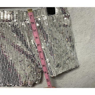 Spirit Shorts Girls Medium Silver Sequin Hot Pants Dance Club Costume Party
