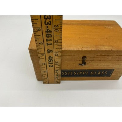 Mississippi Glass Wooden Storage Box 8"x5"4" Tan Industrial Vintage Crate