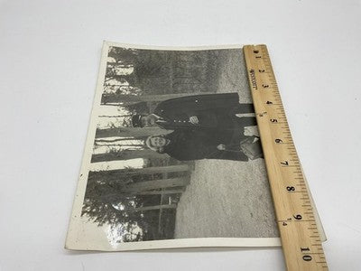 Kodak Photo Couple With Uniformed Man Original Black & White 8x10 Vintage