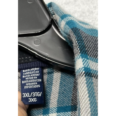 IZOD Shirt Mens 3XL Blue Gray Black Plaid Long Sleeve Flannel Button Up Casual